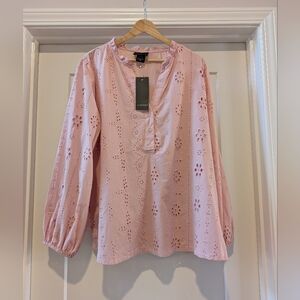 LIV Los Angeles Pink Eyelet Blouse 2X NWT